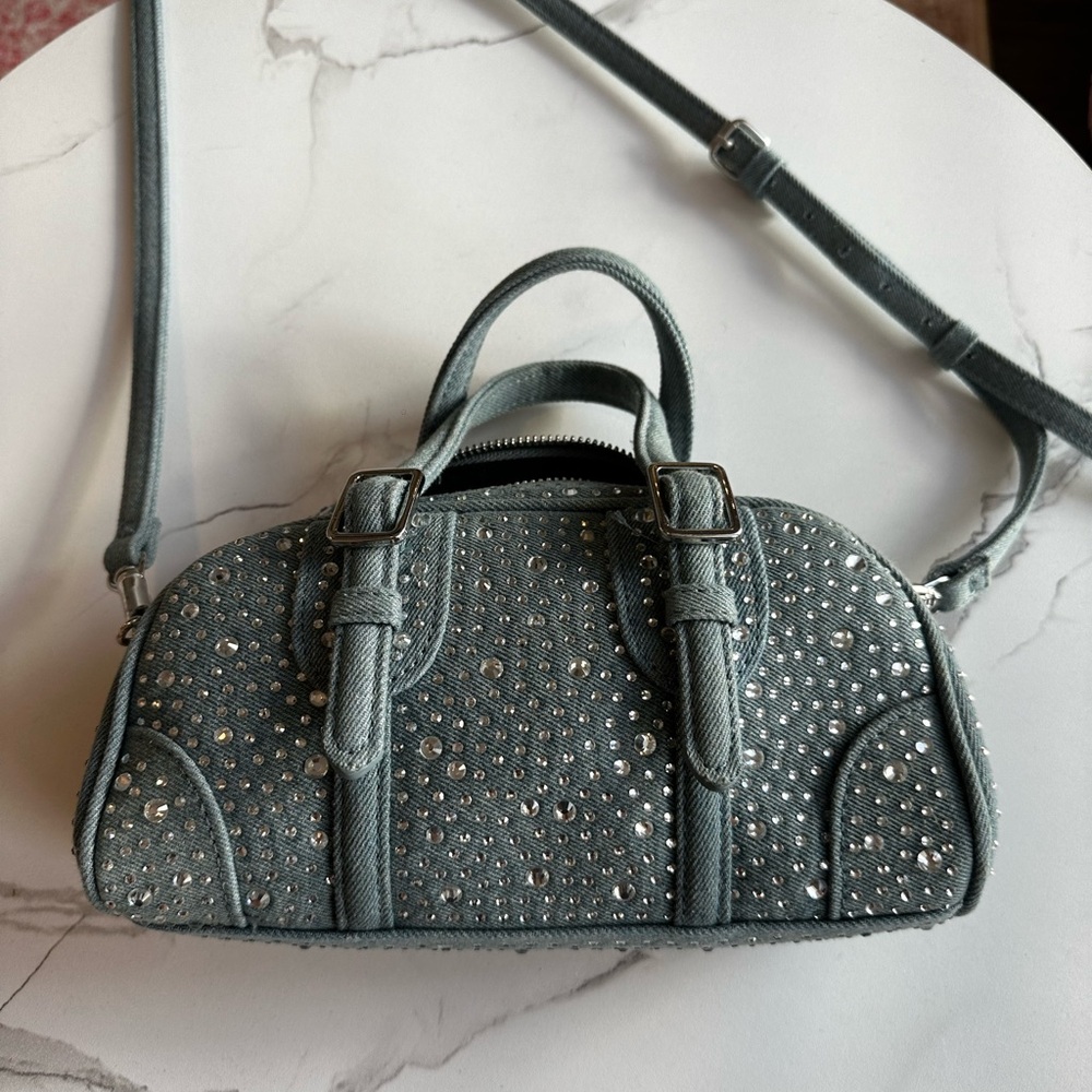 Rhinestone denim Zara purse